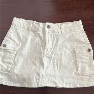 White Denim Mini Cargo skort